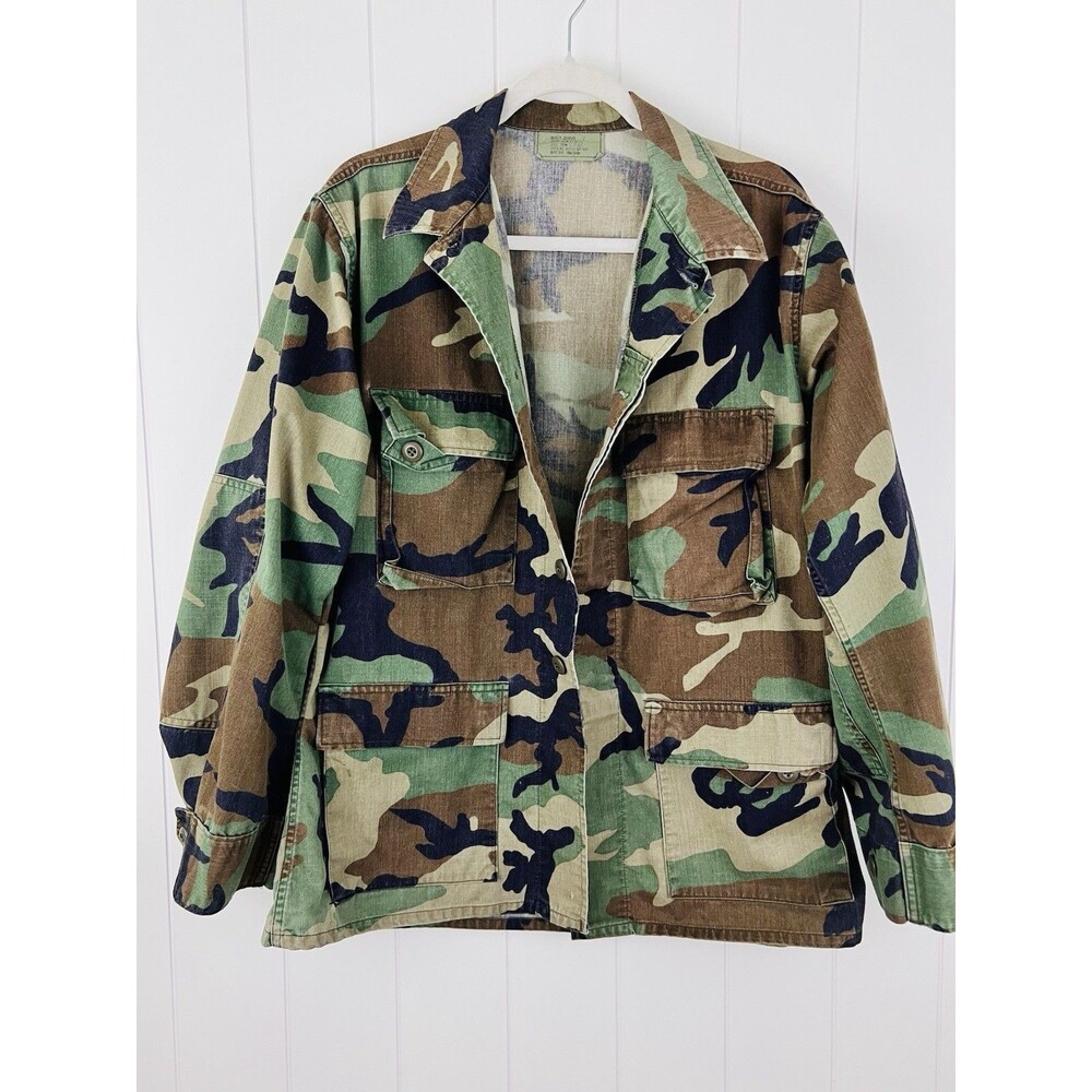 Vintage US Military Woodland Camo BDU Field Jacket Coat M81 Medley Mens Med